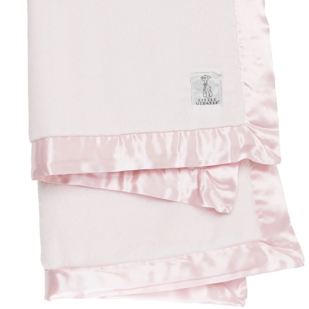 Little Giraffe Pink Satin Blanket - Picture 2 of 5